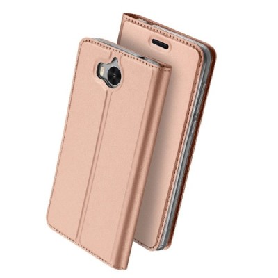 Huawei Y5 2017 (Y5 III) / Y6 2017 „Dux Ducis“ Skin sērijas rozs ādas atvērams maciņš / Vacins.lv