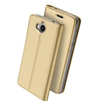 Huawei Y5 2017 (Y5 III) / Y6 2017 „Dux Ducis“ Skin sērijas zelta ādas atvērams maciņš / Vacins.lv