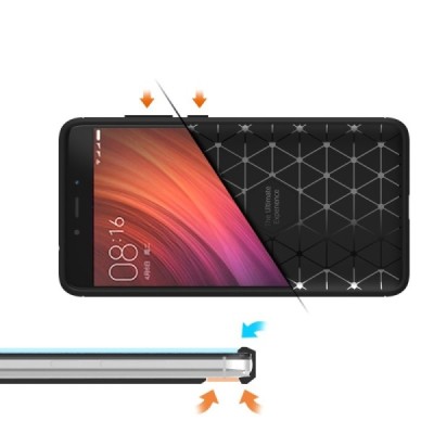 Xiaomi Redmi Note 4 „Carbon“ cieta silikona (TPU) melns apvalks / vacins.lv