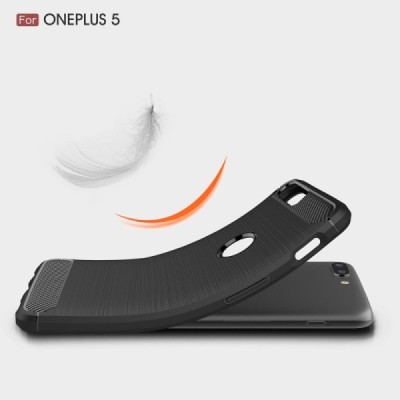 OnePlus 5 (OnePlus Five) „Carbon“ kieto silikono TPU juodas dėklas - nugarėlė / Priedai.lt