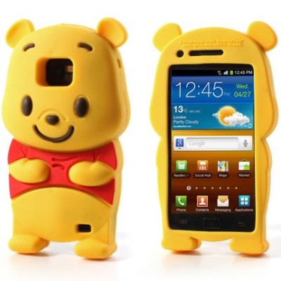 Žaismingas silkoninis Samsung Galaxy S2 i9100 dėklas (dėkliukas) - meškiukas / Priedai.lt