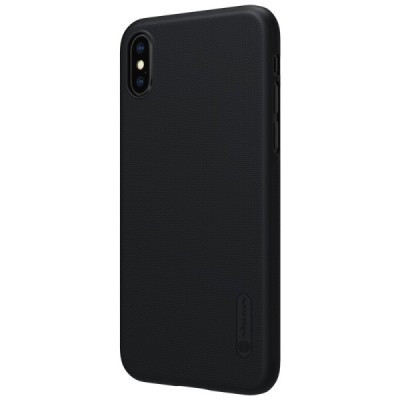 Apple iPhone X (iPhone Xs) Nillkin Super Frosted Shield melns plastmasas apvalks | vacins.lv