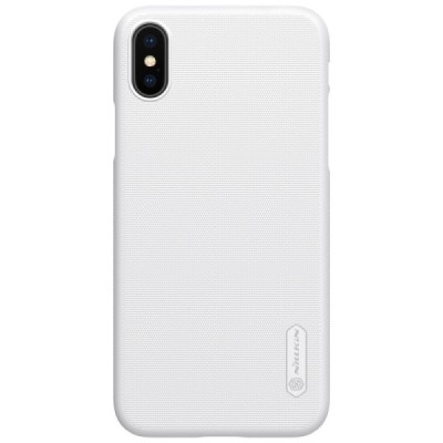 Apple iPhone X (iPhone Xs) Nillkin Frosted Shield balts plastmasas apvalks + ekrāna aizsargplēve / Vacins.lv