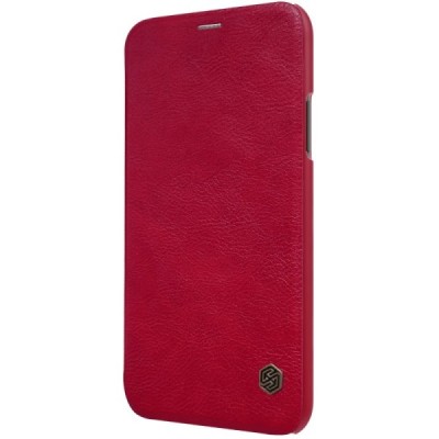 Greznais „Nillkin“ Qin sērijas ādas atvērams sarkans Apple iPhone X (iPhone Xs) maciņš / Vacins.lv