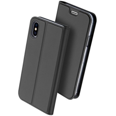 „Dux Ducis“ Skin serijos Apple iPhone X (iPhone Xs) juodas odinis atverčiamas dėklas / Priedai.lt