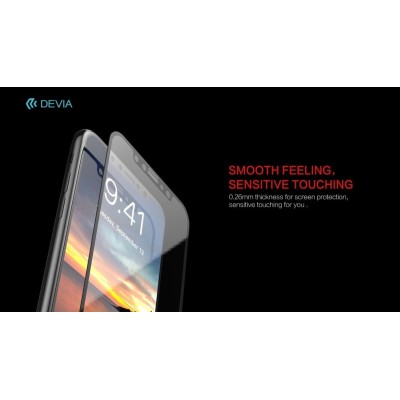 Apple iPhone X (iPhone Xs, 11 Pro) Devia Tempered Glass melns ekrāna aizsargstikls / Vacins.lv