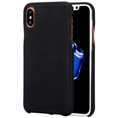 „Lenuo“ Soft Slim Apple iPhone X (iPhone Xs) melns ādas apvalks / Vacins.lv