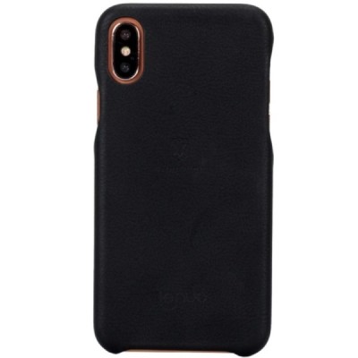 „Lenuo“ Soft Slim Apple iPhone X (iPhone Xs) melns ādas apvalks / Vacins.lv