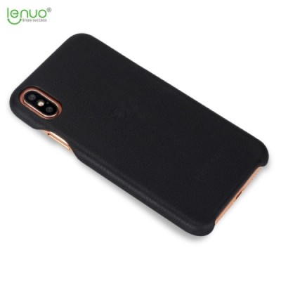 „Lenuo“ Soft Slim Apple iPhone X (iPhone Xs) melns ādas apvalks / Vacins.lv