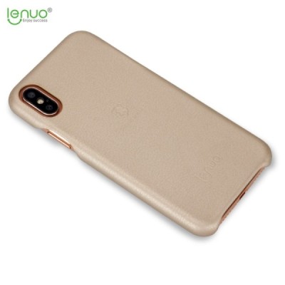 „Lenuo“ Soft Slim Apple iPhone X (iPhone Xs) zelta ādas apvalks / Vacins.lv