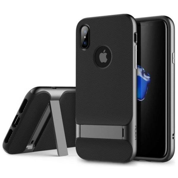 „Rock“ Royce Kickstand apvalks - melns (iPhone X / Xs)
