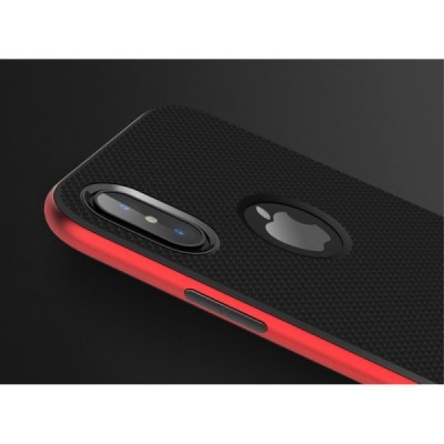 „Rock“ Royce Kickstand pastiprinātas aizsardzības melns apmales sarkanā krāsā Apple iPhone X (iPhone Xs) apvalks / Vacins.lv