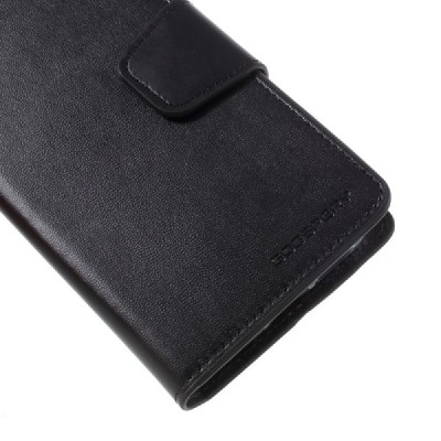 Mercury Sonata Apple iPhone X (iPhone Xs) atvērams melns ādas maciņš / Vacins.lv