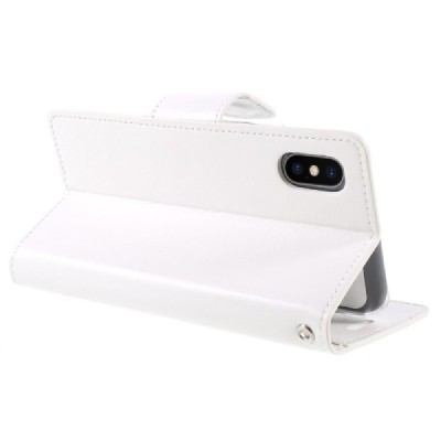 Mercury Sonata Apple iPhone X (iPhone Xs) atvērams balts ādas maciņš / Vacins.lv