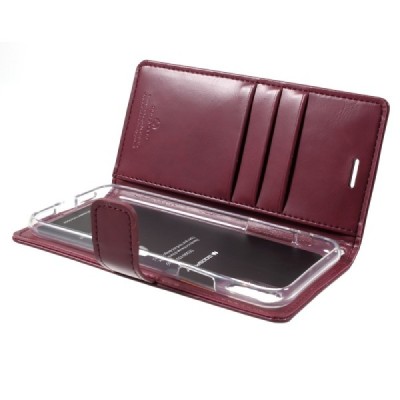 Mercury Blue Moon atverčiamas Apple iPhone X (iPhone Xs) bordo odinis dėklas - piniginė | Priedai.lt