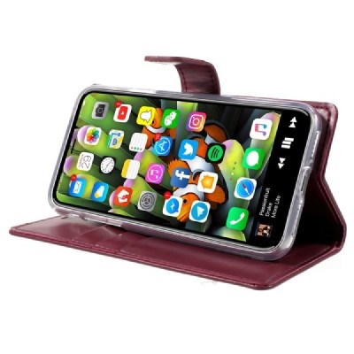 Mercury Blue Moon atverčiamas Apple iPhone X (iPhone Xs) bordo odinis dėklas - piniginė | Priedai.lt