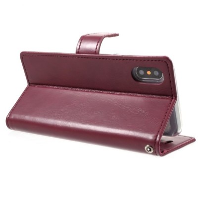 Mercury Blue Moon atverčiamas Apple iPhone X (iPhone Xs) bordo odinis dėklas - piniginė | Priedai.lt