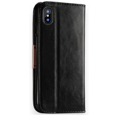 „Kalaideng“ Royale atverčiamas juodas odinis Apple iPhone X (iPhone Xs) dėklas / Priedai.lt