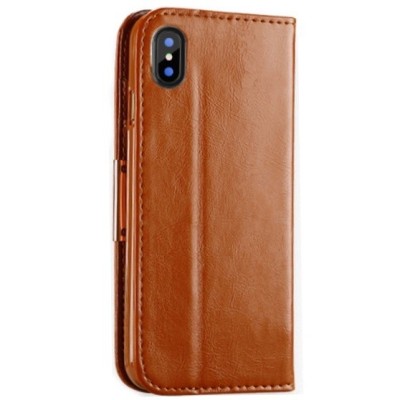 „Kalaideng“ Royale atverčiamas rudas odinis Apple iPhone X (iPhone Xs) dėklas / Priedai.lt