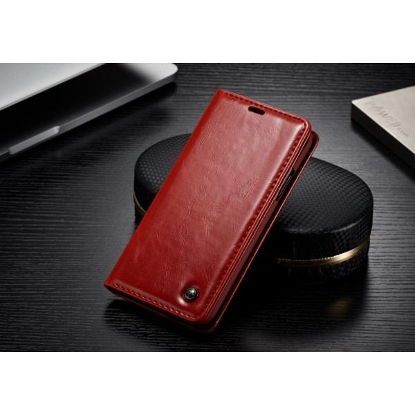 „CaseMe“ solīds atvēramais ādas maciņš - sarkans (iPhone X / Xs)