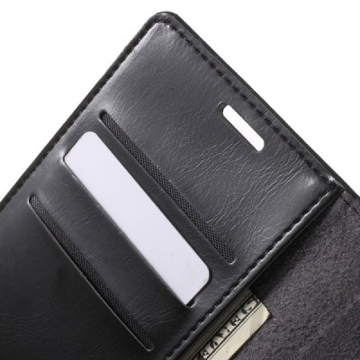 Mercury Blue Moon atverčiamas Samsung Galaxy S6 (G920) juodas odinis dėklas - piniginė / Priedai.lt