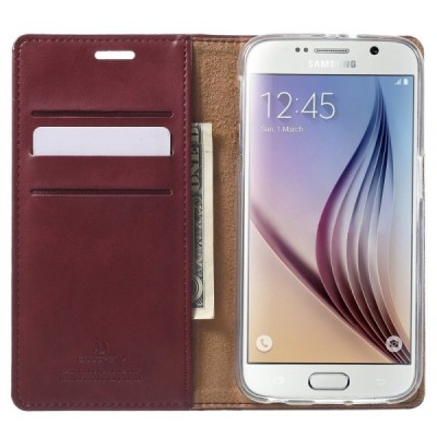 Mercury Blue Moon Samsung Galaxy S6 (G920) atvērams bordo ādas maciņš / Vacins.lv