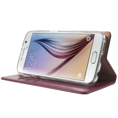 Mercury Blue Moon Samsung Galaxy S6 (G920) atvērams bordo ādas maciņš / Vacins.lv