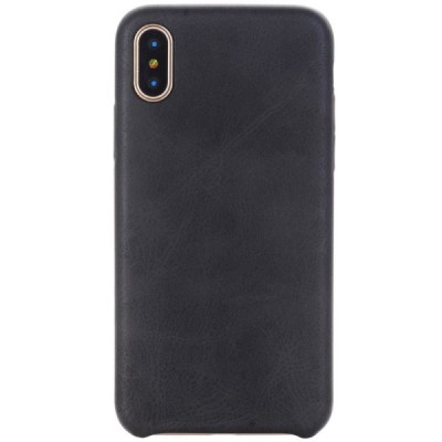Slim Leather Apple iPhone X (iPhone Xs) juodas odinis dėklas - nugarėlė / Priedai.lt