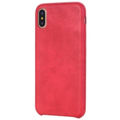 Slim Leather Apple iPhone X (iPhone Xs) sarkans ādas apvalks / Vacins.lv