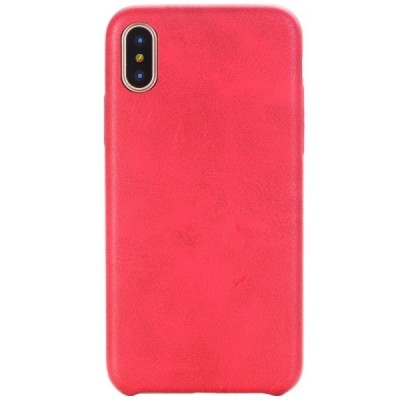 Slim Leather Apple iPhone X (iPhone Xs) sarkans ādas apvalks / Vacins.lv