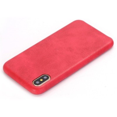 Slim Leather Apple iPhone X (iPhone Xs) sarkans ādas apvalks / Vacins.lv