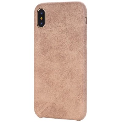 Slim Leather Apple iPhone X (iPhone Xs) smėlio spalvos odinis dėklas - nugarėlė / Priedai.lt