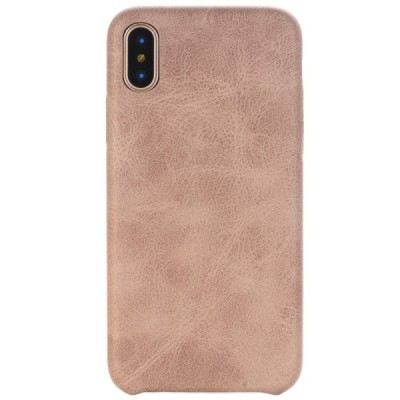 Slim Leather Apple iPhone X (iPhone Xs) smėlio spalvos odinis dėklas - nugarėlė / Priedai.lt