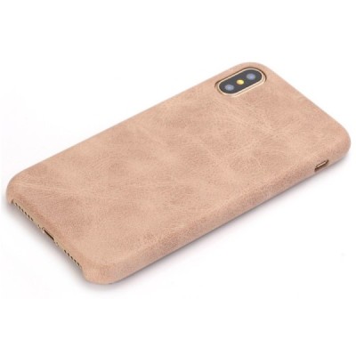 Slim Leather Apple iPhone X (iPhone Xs) smėlio spalvos odinis dėklas - nugarėlė / Priedai.lt