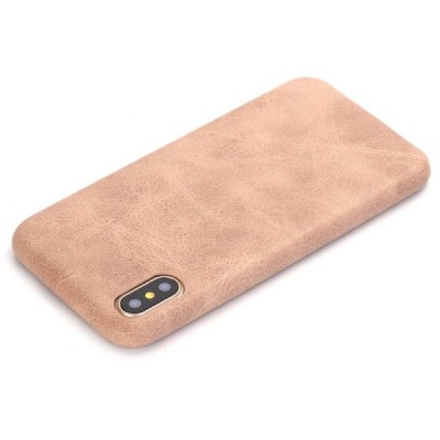 Slim Leather Apple iPhone X (iPhone Xs) smėlio spalvos odinis dėklas - nugarėlė / Priedai.lt