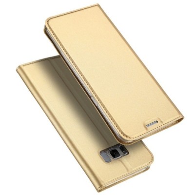 „Dux Ducis“ Skin serijos Samsung Galaxy S8 (G950) auksinis odinis atverčiamas dėklas / Priedai.lt