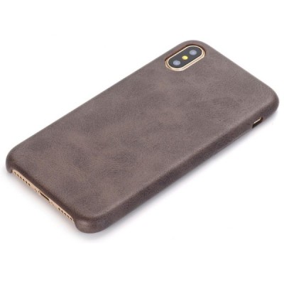Slim Leather Apple iPhone X (iPhone Xs) tumši brūns ādas apvalks / Vacins.lv