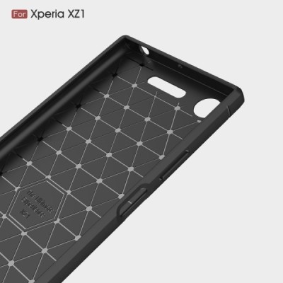 Sony Xperia XZ1 „Carbon“ kieto silikono TPU juodas dėklas - nugarėlė / Priedai.lt