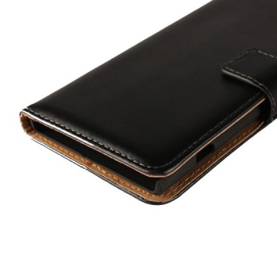 Sony Xperia XZ1 atvēramais ādas melns Casual maciņš (maks) / Vacins.lv