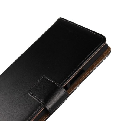 Sony Xperia XZ1 atvēramais ādas melns Casual maciņš (maks) / Vacins.lv