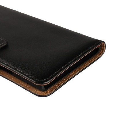 Sony Xperia XZ1 atvēramais ādas melns Casual maciņš (maks) / Vacins.lv