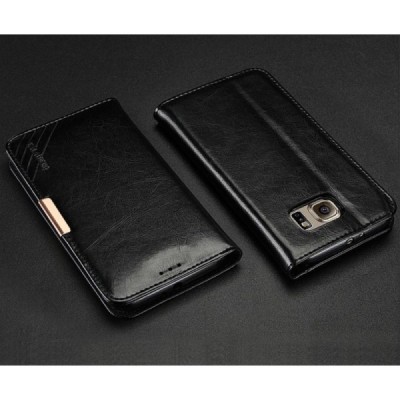 „Kalaideng“ Royale atverčiamas juodas odinis Samsung Galaxy S6 (G920) dėklas / Priedai.lt