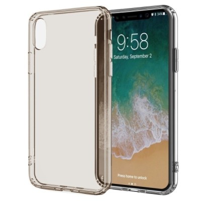 Apple iPhone X (iPhone Xs) kieto silikono TPU skaidrus / šviesiai rudas dėklas - nugarėlė / Priedai.lt