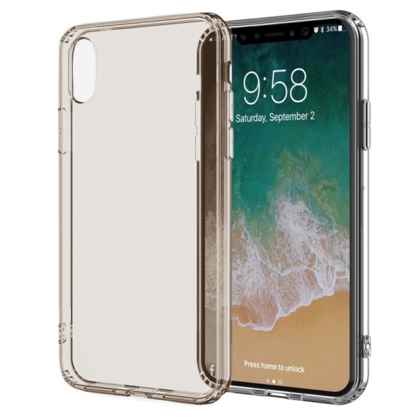 Kieto silikono (TPU) skaidrus dėklas - šviesiai rudas (iPhone X / Xs)