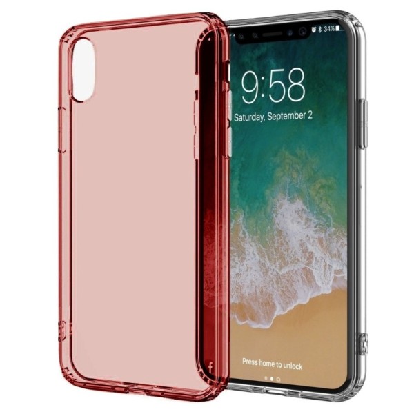 Cieta silikona (TPU) dzidrs apvalks - sarkans (iPhone X / Xs)