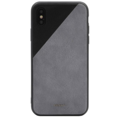 Apple iPhone X (iPhone Xs) „MOKKA“ Bevel Pattern peleks, melns ādas apvalks / Vacins.lv