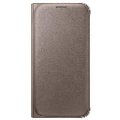 Samsung Galaxy S6 G920 oficiāls Flip Wallet atvērams zelta ādas maciņš (maks) / Vacins.lv