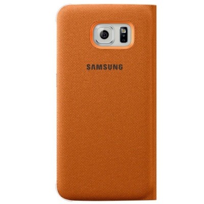Samsung Galaxy S6 G920 originalus Flip Wallet Cover atverčiamas oranžinis dėklas / Priedai.lt