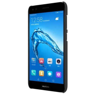 Nillkin Frosted Shield Huawei P9 Lite Mini (Y6 Pro 2017) juodas plastikinis dėklas + apsauginė ekrano plėvelė / Priedai.lt