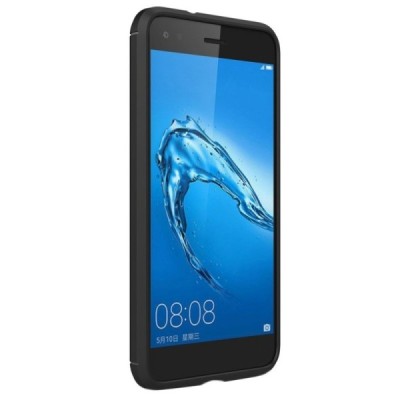 Huawei P9 Lite Mini (Y6 Pro 2017) „Carbon“ kieto silikono TPU juodas dėklas - nugarėlė / Priedai.lt